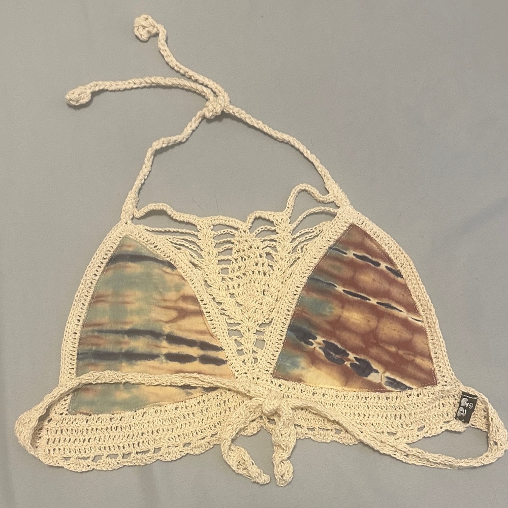 Hippie Crochet Halter Top in Cream